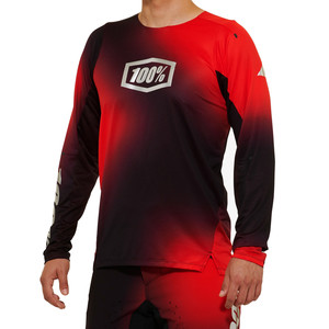 100% R-Core X LE Long Sleeve Jersey - Black/Red (2024) - front